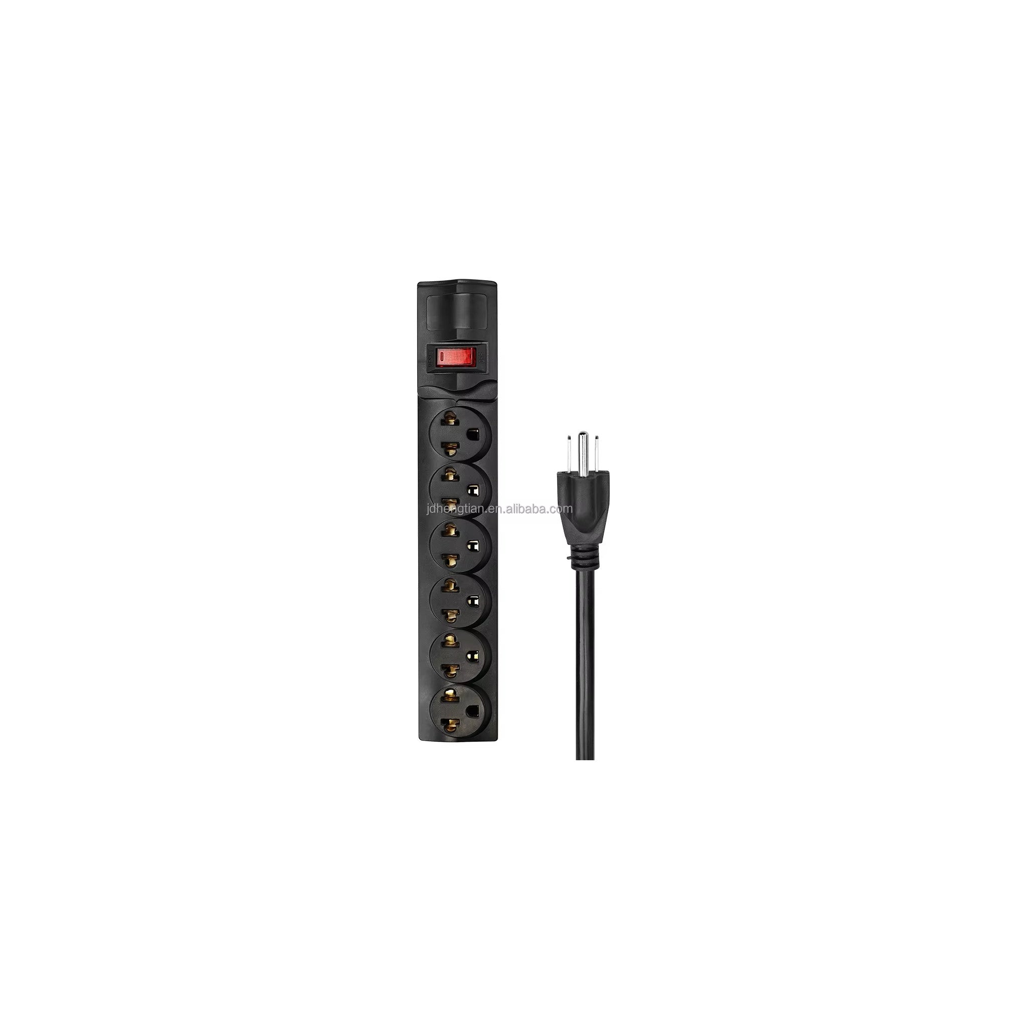 Six-outlet surge protector/power strip with reset switch, black - image 3