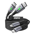USB-C Cable DI-D7CC, SwooshCord 240W USB-C to USB-C Cable, 2-Pack, teal/white retail box - image 1