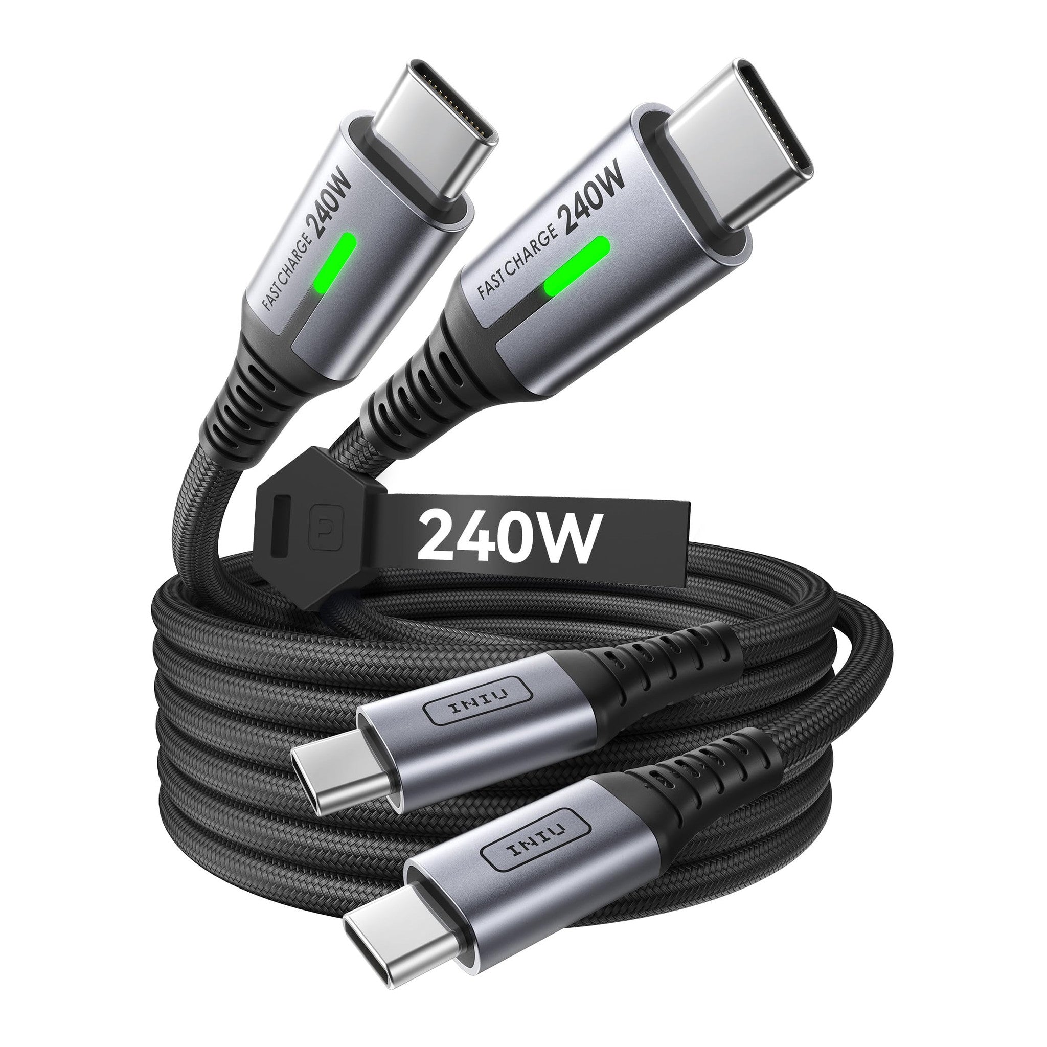 INIU USB C to USB C Cable, 240W Fast Charging [6.6ft, 2-Pack] Type C Charger Cord, Braided USBC Phone Charger Cable for iPhone 16 15 Pro Samsung S24 S23 Laptops MacBook iPad Switch Steam Deck etc. - image 1