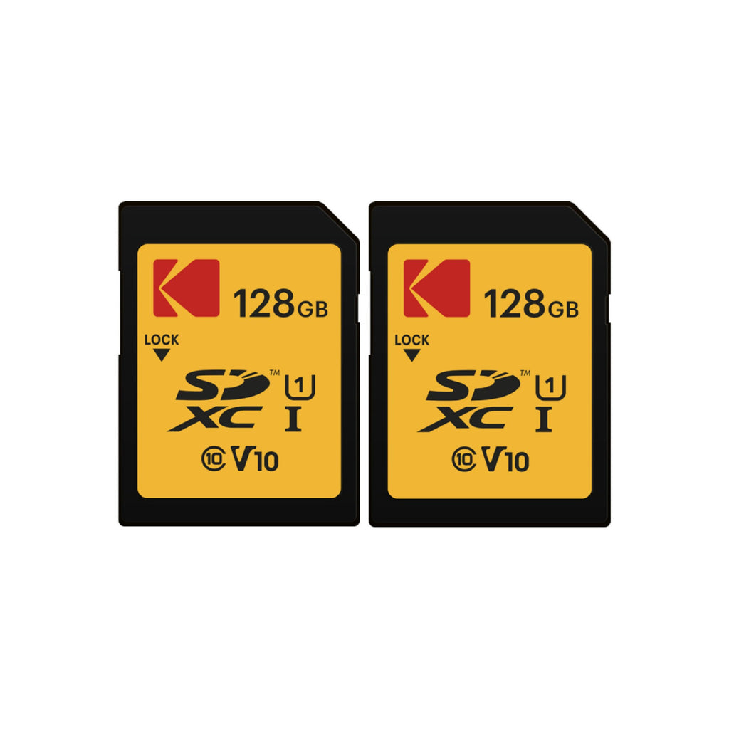 128 GB SDXC Memory Card, UHS-I, Class 10, U1, V10, yellow/black card - image 1