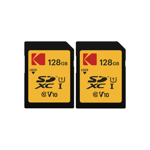 128 GB SDXC Memory Card, UHS-I, Class 10, U1, V10, yellow/black card - image 1