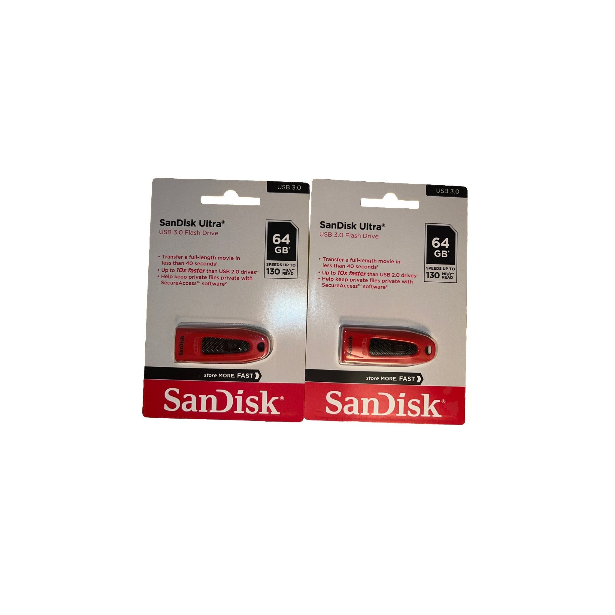 SanDisk Ultra USB 3.0 Flash Drive 64GB 2-Pack, up to 130MB/s rea - image 1