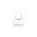 Clear "POOL" Tote BagTransparent reusable tote bag with white trim and decorative teal-and-gold "POOL" lettering. Suitable for beach, pool, travel, or stadium use. - image 1