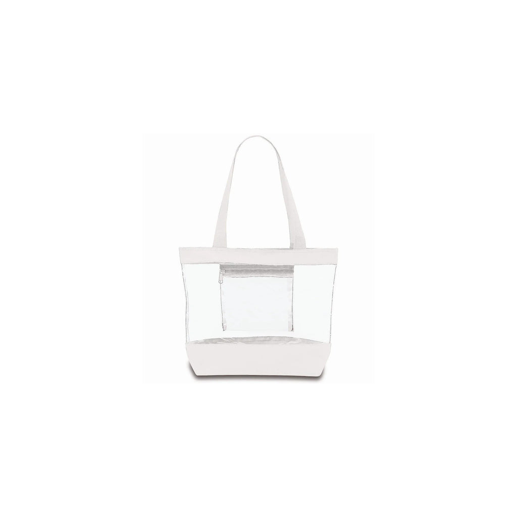 Clear "POOL" Tote BagTransparent reusable tote bag with white trim and decorative teal-and-gold "POOL" lettering. Suitable for beach, pool, travel, or stadium use. - image 2