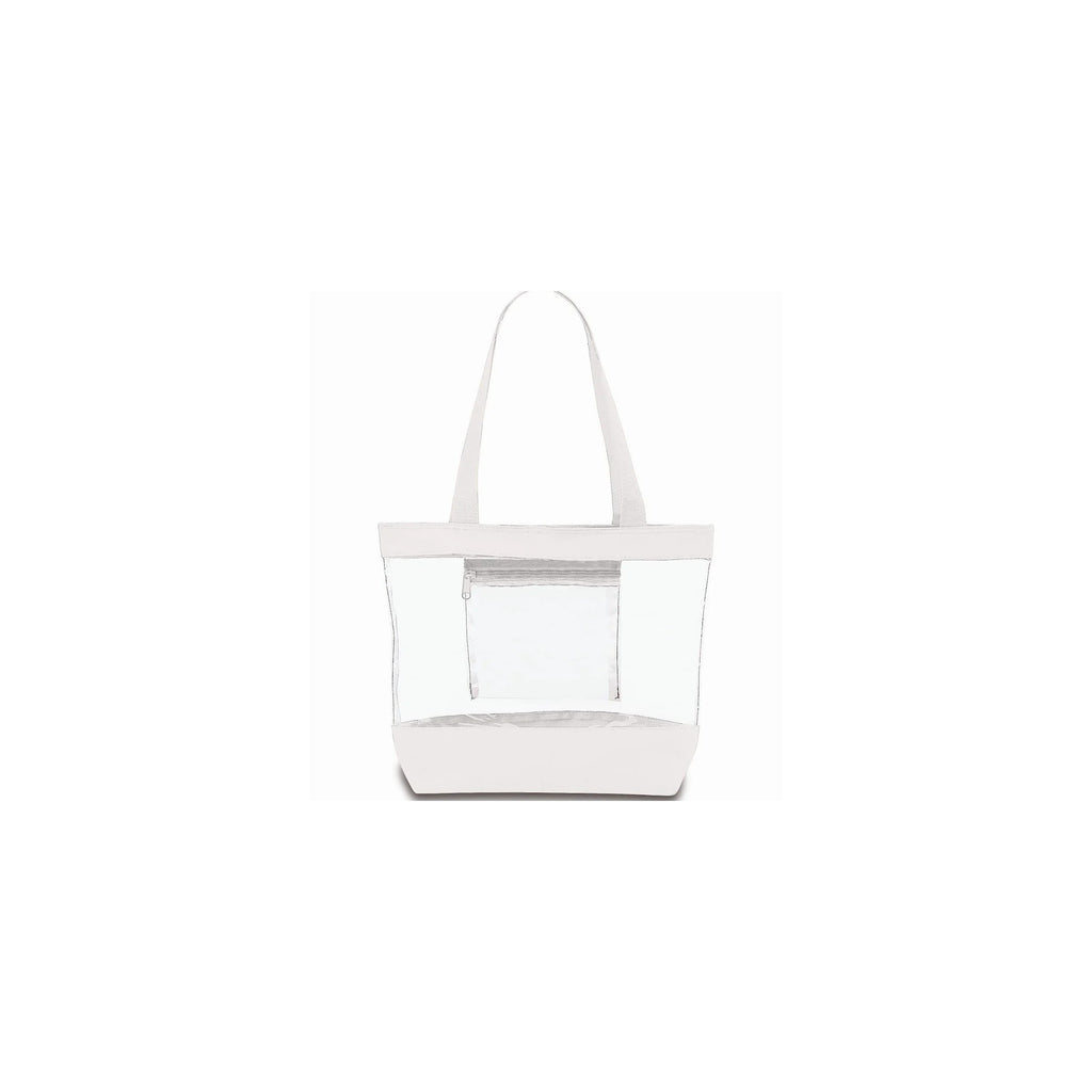 Clear "POOL" Tote BagTransparent reusable tote bag with white trim and decorative teal-and-gold "POOL" lettering. Suitable for beach, pool, travel, or stadium use. - image 3
